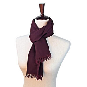 Johnstons Of Elgin Scarf Muffler Wrap Cashmere Wool Maroon Red 52"x 12"